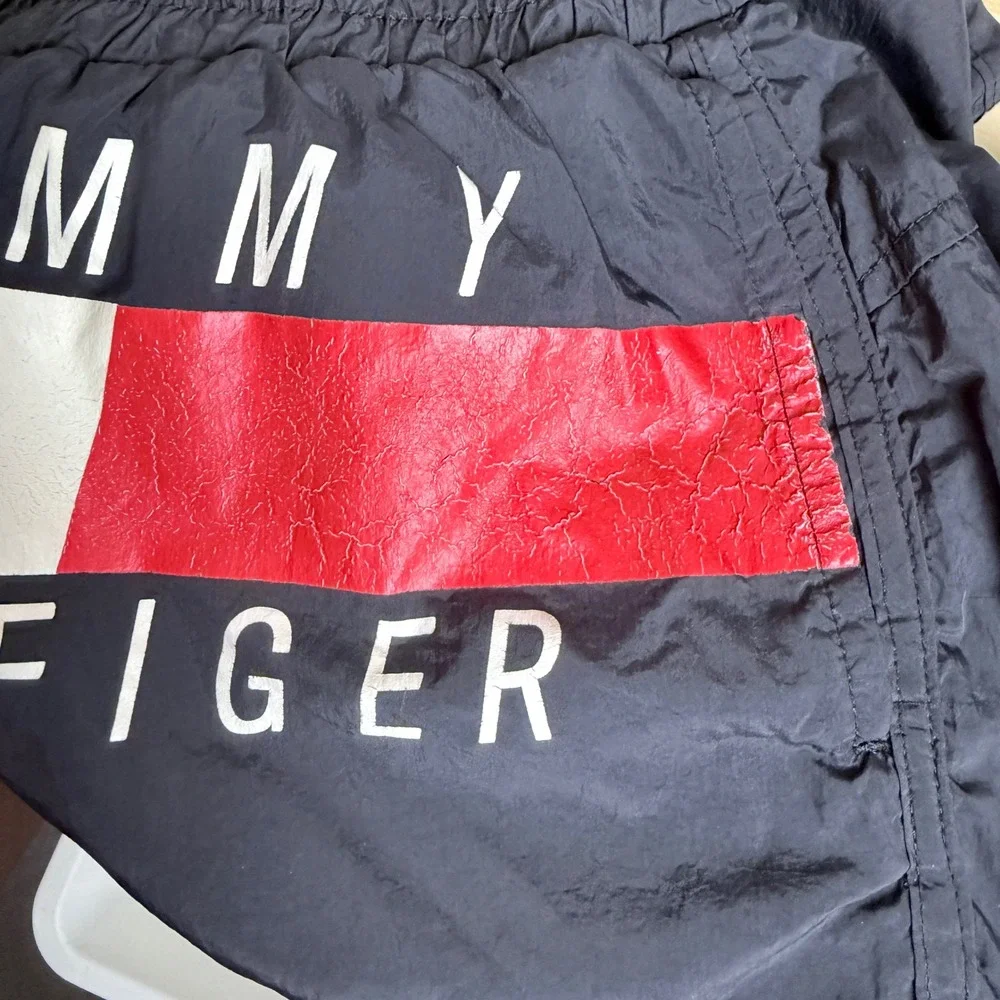 Tommy Hilfiger Sport Shorts Men L Black Lined Swim Activewear Retro Vintage Gym